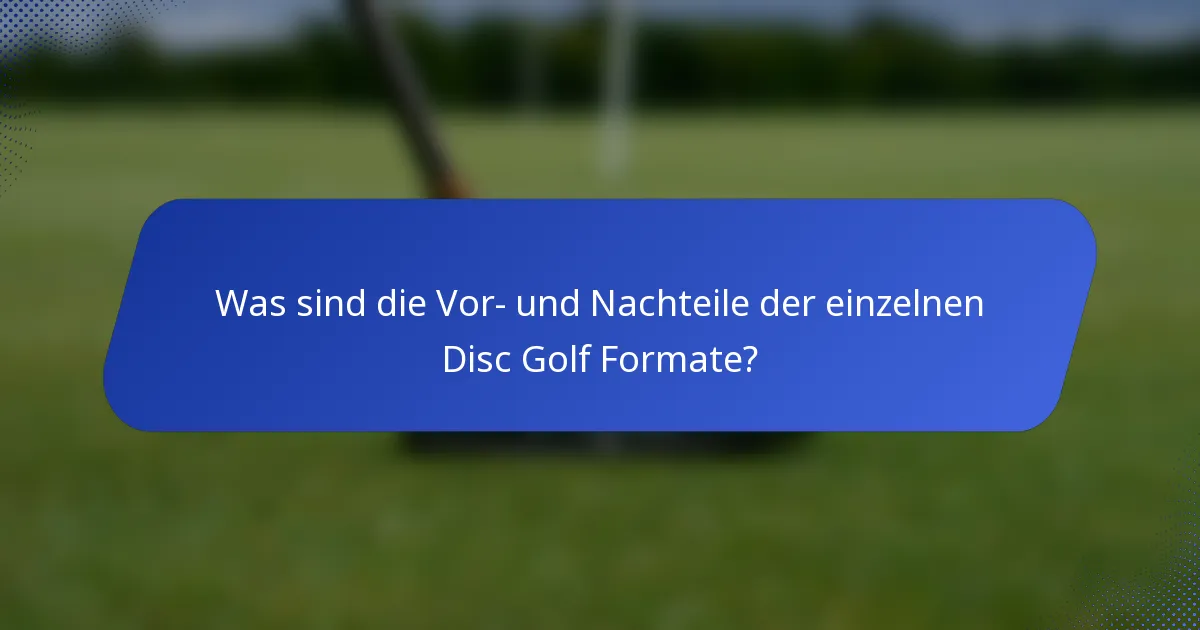 Was sind die Vor- und Nachteile der einzelnen Disc Golf Formate?