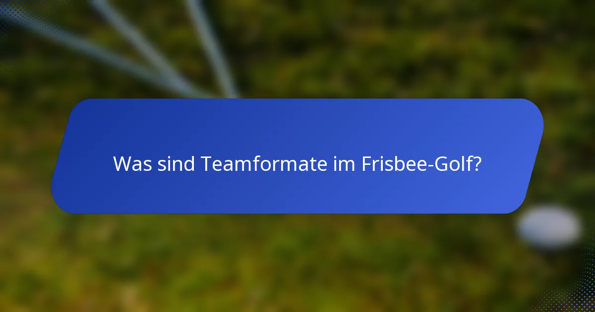 Was sind Teamformate im Frisbee-Golf?